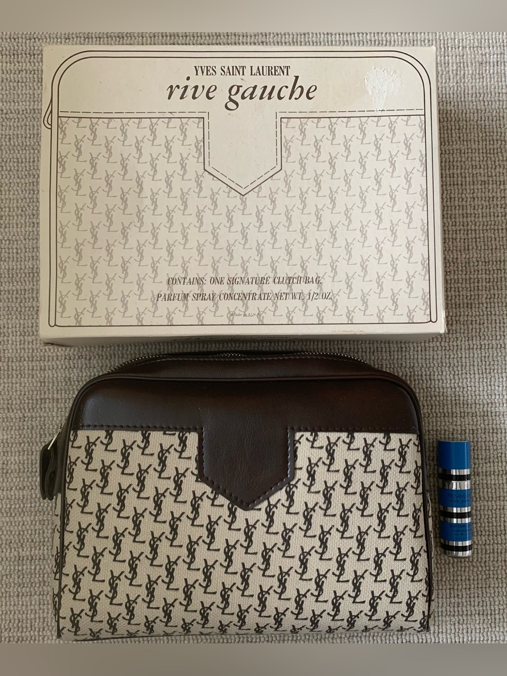 RARE Vintage YSL Yves Saint Laurent Rive Gauche Toiletry Bag & Perfume NIB